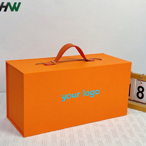 Luxury Collapsible Rigid Wine Gift <b>Box</b> Magnetic <b>Lock</b> & Handle Custom Logo Matt Lamination Embossing UV Coating - Product Image 2