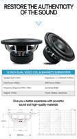 Subwoofer Voiture Haut-Parleur Subwoofer Audio Automobile Puissant 88dB de 10 / 12 / 15 / 18 / 21 Pouces
