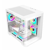 Boîtier PC vertical sans pilier, vue sur l'océan, ports USB 3.0 avant, entièrement transparent, incurvé, pour gaming et esports, Micro ATX