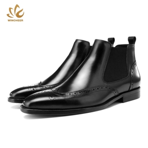 Botte <span class=keywords><strong>Chelsea</strong></span> en cuir véritable de grande taille, bottines classiques souples et respirantes faites à la main pour la vie quotidienne, nouveau Design - Product Image 2