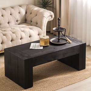 Table basse moderne en bois massif noir DB Versatile pour salon Table basse en bois noir - Product Image 4
