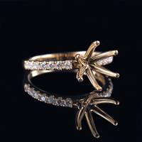 En gros, montures de bague classiques semi-montées en or massif 10k 14k 18k pour diamant de laboratoire et moissanite, pour mariages