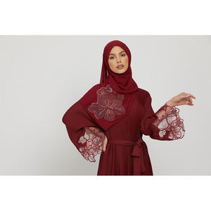 Clalloyused gros Abaya solide Colordubai 2022 Abayas papillon dernière conception dentelle Burqa Gebed 2 pièces femmes Polyester - Product Image 6