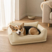 Canapé-lit pour animaux de compagnie en cuir imperméable, coussin amovible, pliable, rectangle, pour chien et chat, pour usage intérieur