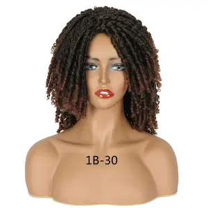 便宜的价格短鲍勃恐惧锁Cosplay非洲卷扭假发黑色女性合成钩针头发辫子编织假发