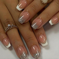24 Piezas de Uñas Postizas Cortas Cuadradas con Degradado, Uñas Postizas Reutilizables con Acabado Brillante y Degradado Minimalista para Salones de Belleza