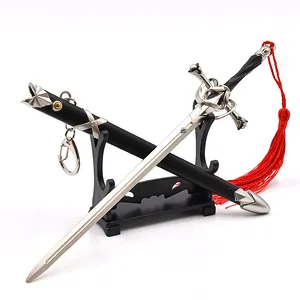 22cm Metal alaşım basın çıkarmak için Mini kılıç anahtarlık Joan of Arc siyah Mini Katana çocuklar için Cosplay erkek çocuk oyuncakları