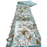 Schöner Tüll spitzens toff Blauer Spitzens toff Blumen stickerei 3D Französischer Spitzens toff ML5N927