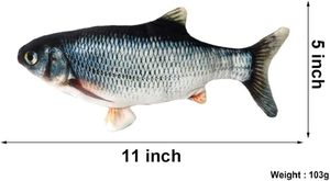 USB Electric <b>Plush</b> Moving Fish Wagging Teaser <b>Cat</b> Toy with Flopping Kicker Eco-Friendly 30CM Interactive Floppy Fish for <b>Cats</b> - Product Image 2