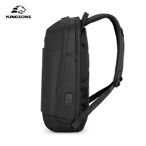 Kingsons Business <b>Backpack</b> 20-35L Large Capacity Laptop Compartment For Men Commuting Travel Solid Color <b>Black</b> - Product Image 1