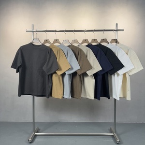 เสื้อยืดผู้ชายคุณภาพสูง ผ้าฝ้าย 100% สตรีทแวร์ 350GSM หนานุ่ม พิมพ์ลายโลโก้ ทรงโอเวอร์ไซส์ ไหล่ตก เสื้อยืดหรูหรา - Product Image 4