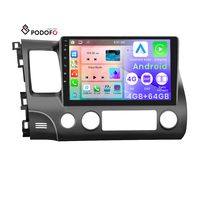 Podofo Radio Mobil Android 10 Inch Frame 4+64G Wireless Carplay Android Auto untuk Honda Civic 2006-2011 IPS DSP GPS RDS WIFI OEM