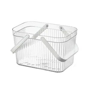 Portable Dorm Bath Basket Plastic transparent Bathroom Toiletries Locker Bath Basket
