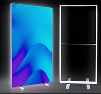 Présentoir classique pour salon professionnel, en alliage d'aluminium léger, avec tissu tendu pour affiche, rétroéclairage LED, durable, portable, installation rapide, pliable