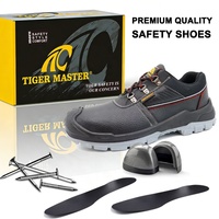 Zapatos de Seguridad para Hombre, de Cuero Negro, de Corte Bajo, Antideslizantes, con Puntera de Acero, Antipinchazos, Antiestáticos, Resistentes al Agua, EN ISO 20345