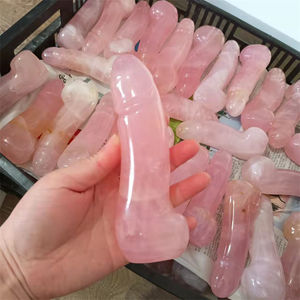 Middelgrote Ongeveer 14Cm Natuurlijke Handgemaakte Gepolijste Roze Kristallen Massage <span class=keywords><strong>Dildo</strong></span> Rose Crystal <span class=keywords><strong>Penis</strong></span> Genitaliën - Product Image 2