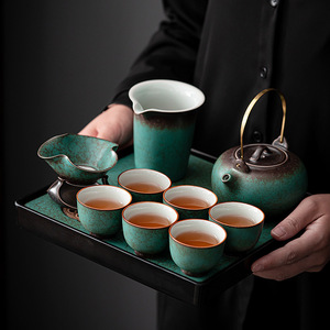 Kung Fu <b>Tea</b> Set Stoneware 6 Person Ceramic <b>Tea</b> Tray With Handle Teapot Gift <b>Box</b> - Product Image 3