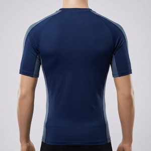Maillot de compression à manches longues pour homme, anti-UV, séchage rapide, ajusté, col rond, en Spandex/Polyester 260g, imprimé par transfert thermique - Product Image 6