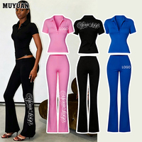 Ensembles assortis d'été pour usage quotidien : Haut polo à manches courtes boutonné et pantalon long en coton élasthanne, ensembles unis, faible MOQ, vente en gros