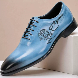 Men Genuine Leather Dress <b>Shoes</b> Pointed Toe Lace Up Embossed Oxfords Business Wedding <b>Party</b> Formal <b>Shoes</b> EU 38 to 47 Large Sizes - Product Image 1
