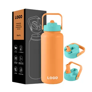 Hot Selling 18/8 Stainless Steel Removable Easy Clean Straw Lid Water Bottle For Gym Sports