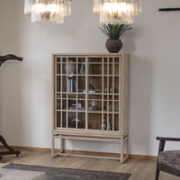 Buffet en bois massif de style vintage du milieu du siècle, traditionnel chinois, rustique naturel, porte longue en dalle, élégant, meuble d'entrée, salon