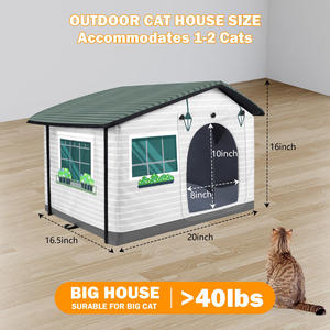 Prix d'usine Maison chauffante imperméable pour chat avec <span class=keywords><strong>isolation</strong></span>, double porte à rabat et coussin chauffant pour la protection des chats errants en extérieur en hiver - Product Image 5