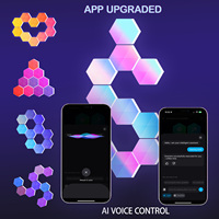 Panel LED Hexagonal Quantum RGB de ABS, Control Remoto por Aplicación, Sincronización Inteligente con Música, Luz de Fondo para Pared Residencial