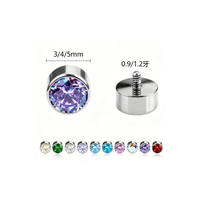 Piercing Labret Getta Top Fashion en Titane ASTM-136 avec Zircon, Style Classique, Bijou de Corps, Boucle d'Oreille Piercing Or avec Pierre Précieuse
