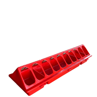 Nouveau Chuangduo Cd-69 Distributeur Automatique de Nourriture pour Poulets à 24 Trous, Seau à Couvercle Rabattable, Rouge, 82CM, Plastique, Longueur Extra, pour Ferme