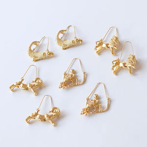 HOVANCI-pendientes colgantes con signo del zodiaco para niña, aretes, constelaciones 3D, chapado en oro de 18k, 2021 - Product Image 6