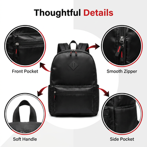 Minimalist Japanese Style Plain Large Capacity <strong>Waterproof</strong> Satin Fashionable Stylish <strong>Women</strong> Men University Simple Casual <strong>Backpack</strong> - Product Image 5