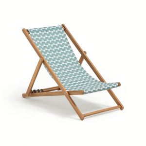 Modern Adjustable Backrest <b>Beach</b> <b>Chair</b> Lounge Reclining Wooden Foldable Striped Sling Outdoor Furniture - Product Image 2