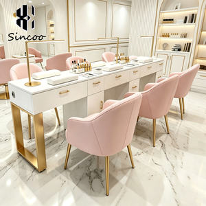 Mesa de Manicura de Estilo Crema Moderno y Lujoso para Salón de Belleza, con Colector de Polvo Integrado de Alta Potencia, Mueble de Madera, Tendencia 2025 - Product Image 3
