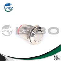Sakelar Tombol Tekan Elektronik 12mm Logam IP67 Tahan Air 1NO Momentary/Latching Anti-Vandal untuk Panel Kontrol