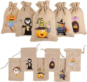Customizable Halloween Candy Gift Bag Linen Bag Pocket Halloween Decorations Supplies For Party