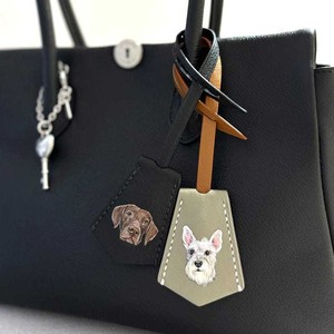 Etiqueta de equipaje personalizada con retrato de mascota pintado a mano, llavero personalizado, colgante de cuero para bolso de perro o gato, colgante de PU ecológico para regalo - Product Image 2