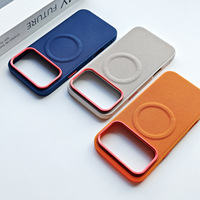 Étui de luxe magnétique à texture tissée pour iPhone 17 Pro Max 15 16 17 Air avec bouton métallique et protection anti-chute