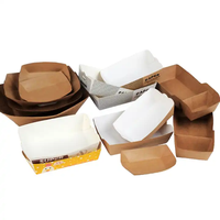 Plateau à sushi jetable en papier kraft avec logo personnalisé, boîte marron pour aliments et bateaux