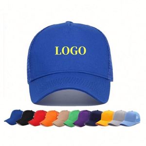 Wholesale Plain 5 Panel Trucker Cap Professional Custom Printing Embroidery Logo Mesh Premium Blank Cotton Trucker <b>Hat</b> - Product Image 1