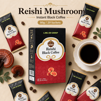Café instantané Reishi noir AMZ, mélange de café, 80g, 20 sachets, prêt à infuser, vente en gros, fournisseur OEM, marque privée, directement de l'usine