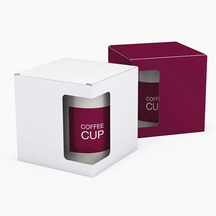 Kotak hadiah mug kopi cetak kustom kotak kemasan kertas karton bergelombang untuk cangkir teh