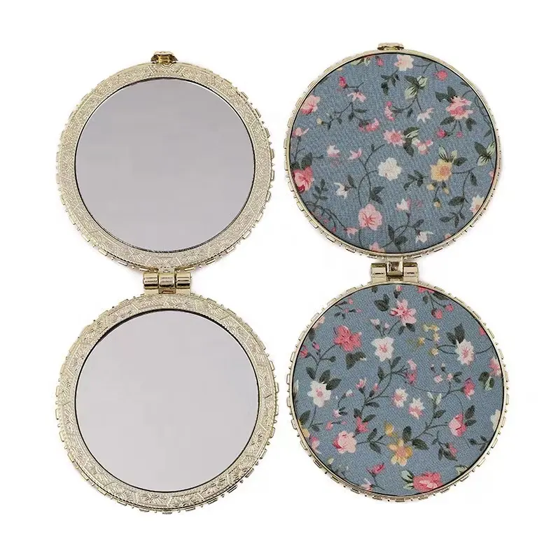 Винтажный цветочный дизайн, Портативное двухстороннее зеркало для макияжа, прямоугольное круглое карманное зеркало в форме сердца