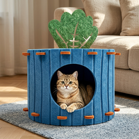 Coussin pour chat en forme de donut en fibre de polyester, panneau acoustique, coussin amovible, lavable, lit apaisant pour animaux de compagnie, maison douce en peluche pour chats et chiens