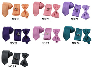 Ensemble de 4 cravates, uni, bordeaux, rose saumon, cravate de 6 cm, nœud papillon, mouchoir, boutons de manchette, polyester, costume homme, mariage, fête, accessoire cravate - Product Image 5