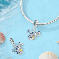 Charmes tendance en forme de rose pour anniversaire, mignons, en forme de cœur, entièrement sertis de zircons, pour fête de fiançailles, plaqué argent, Tai Silver