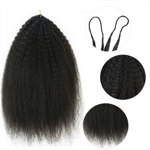 Extensions de cheveux humains pré-bouclées <span class=keywords><strong>Kinky</strong></span> <span class=keywords><strong>Straight</strong></span> pour crochet, installation facile, cheveux brésiliens Remy sans trame, fournisseur de cheveux en vrac pour tressage - Product Image 4