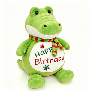 Peluche d'alligator personnalisée pour anniversaire, cadeau d'anniversaire en peluche de crocodile vert, peluche de crocodile avec broderie d'anniversaire - Product Image 2