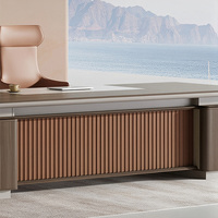 Bureau de direction contemporain en forme de L en bois avec retour latéral et bibliothèque pour mobilier de bureau de directeur