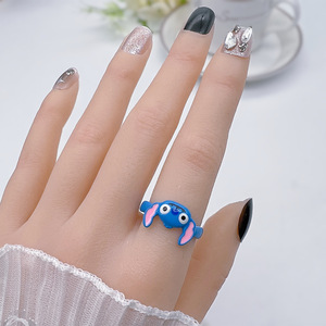 <b>Cartoon</b> Character Blue Open <b>Ring</b> Unisex Jewelry Gift - Product Image 1